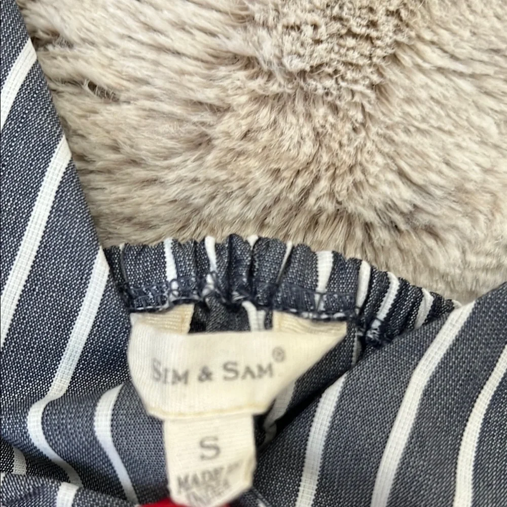 Sim & Sam Blue and White Ruffled Crop Camisole Tank Top Size S - Picture 4 of 8